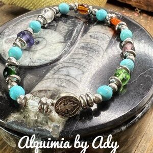 Turquoise statement saint Benedict bracelet